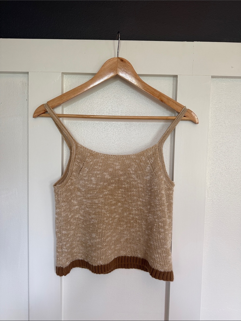 Promesa Beige Knit Camisole with Brown Hem